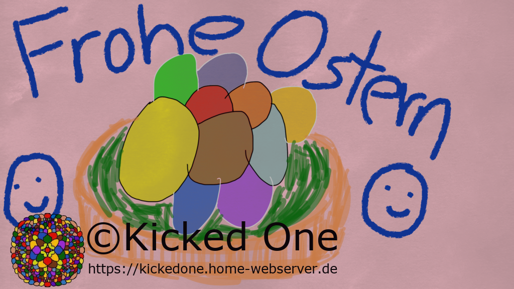 Bunte Ostereier in einem Nest, Zeichnung